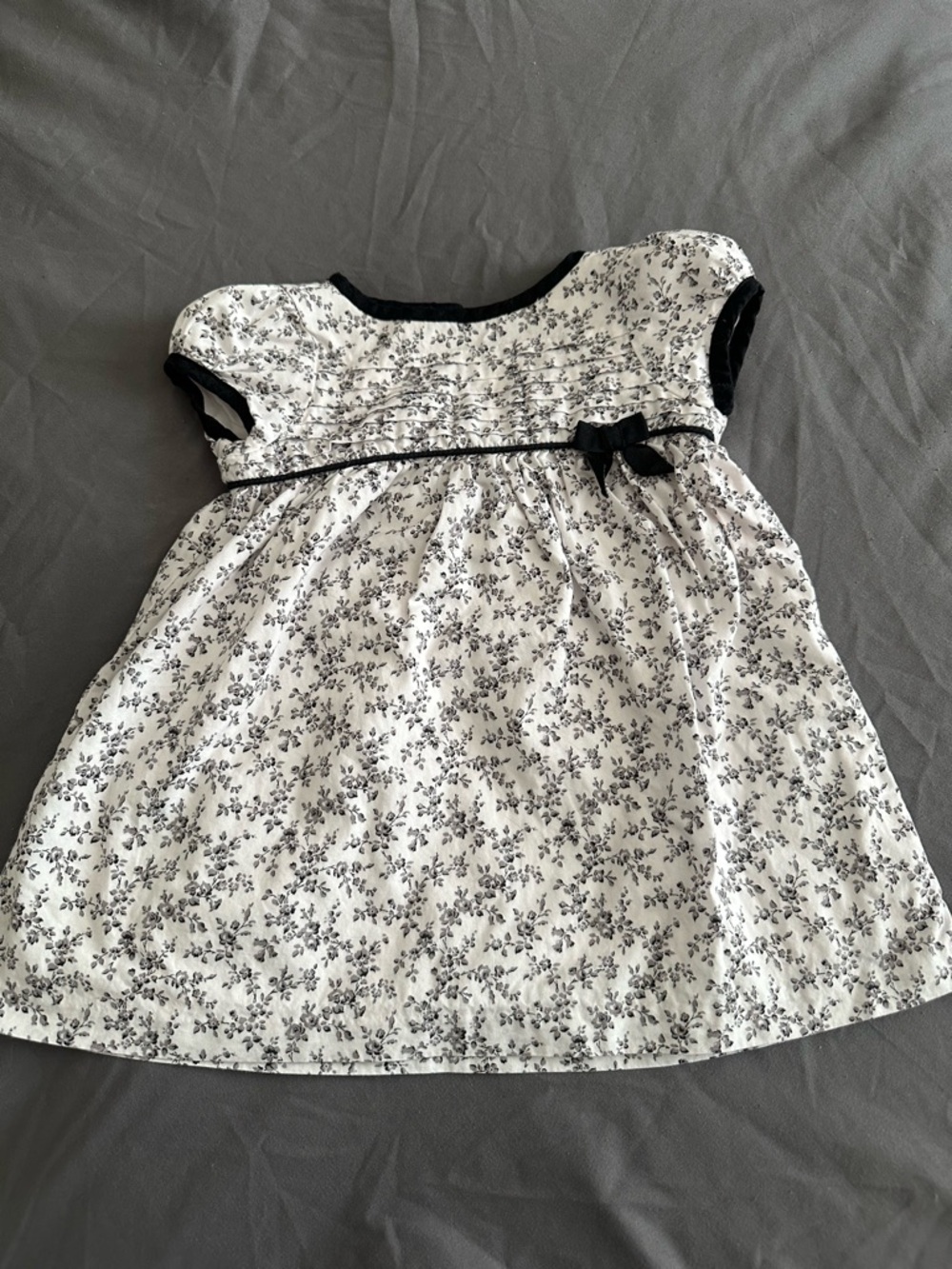 Janie and Jack Black and White Floral Dress with Bow